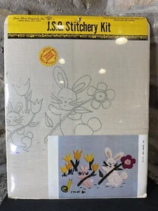 Joan Short Original Vintage Crewel Stitchery Kit - "Bunny Hop" #50 NEU versiegelt - Bild 1 von 6