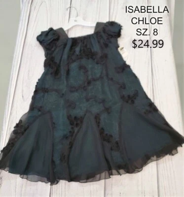 VESTIDO DE FESTA DE NATAL FEMININO ISOBELLA & CHLOE VERDE ESCURO E PRETO, TAMANHO. 8 - Imagem 1 de 2