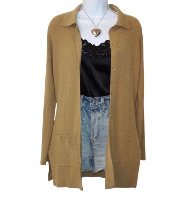 Y2K Bella Swan Twilight Collar Rib Knit Button Up Vintage Front Pocket Cardigan - Image 1 of 4