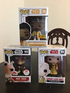 Lote Funko Pop StarWars Ree Yees Leader Snoke Lando Calrissian Bobble Head Nuevo - Imagen 1 de 12