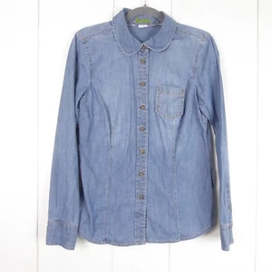Boden Denim Chambray Shirt Womens SZ 8 Button Up Front Pocket Classic Classic - Picture 1 of 10