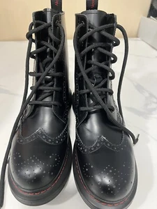 Alexander McQueen Gloss leather Ankle Laced Platform Women’s Boots Black Sz 39E - Picture 1 of 5