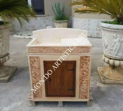 LAVANDINO LAVABO LAVELLO CON BASE MOBILE DA PER ESTERNO IN CEMENTO MARMO PIETRA - Immagine 1 di 4