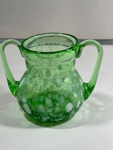 Amici Handblown Recycled Green Confetti Spatter Glass Bowl Artisan Crafted - Picture 1 of 6
