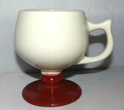 TAZA DE CAFÉ HALL POTTERY PEDESTAL MARRÓN Y BLANCO MARFIL #2274 EE. UU. VINTAGE  Foto 1 de 4