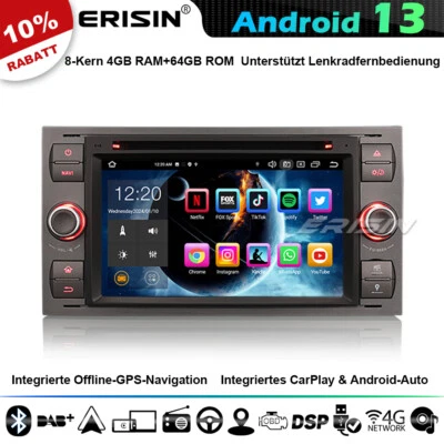 64GB Android 13 Autoradio GPS Navi Ford Focus C/S-Max Galaxy Transit Mondeo Kuga - Bild 1 von 4