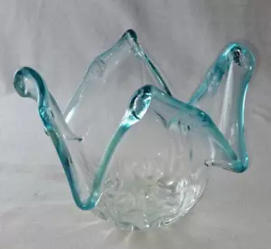 Vintage MURANO Glass Bowl Centerpiece Large Freeform Sommerso Aqua 10.5 inch - Picture 1 of 7