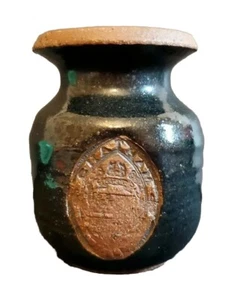 Hand Thrown Salt Glaze Pottery Vase Signed WEBB Raised Coat of Arms CHATHAM - Picture 1 of 11