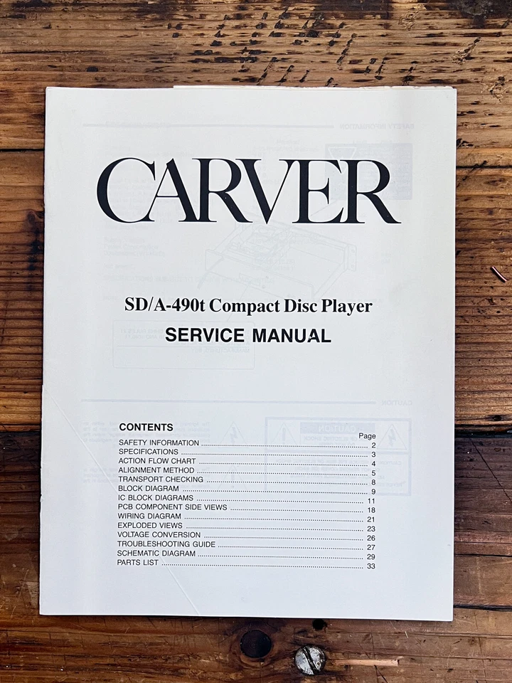 Carver SD/A-490T SDA-490T Tubo Reproductor de CD Manual de Servicio *Original* Foto 1 de 1