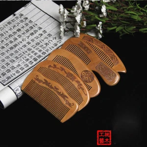 Natural Peach Wood Comb Close Teeth Anti-static Head Massage Hair Care Wooden - Picture 1 of 14
