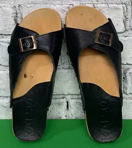 Kalso Serenity Negative Heel Earth Sandal BlackLeather Slide Women's Size 7.5 - Picture 1 of 14