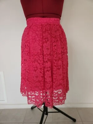 Peter Morrissey Limited Edition Hot Pink Lace Pleated Midi Skirt Size 10 BNWT - image 1 of 4