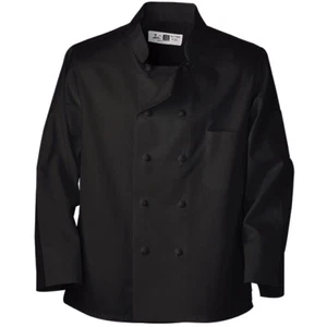 Chef Coat Kitchen Uniform White / Black Pearl / Knot Closure Breast Pocket - Picture 1 of 9