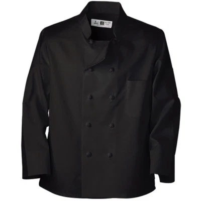 Chef Coat Kitchen Uniform White / Black Pearl / Knot Closure Breast Pocket - Image 1 of 4