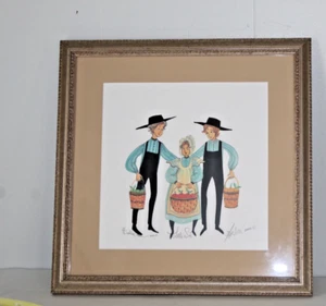 "Little Sis" P. Buckley Moss Firmado # 118/1000 2000 Enmarcado Mate 14.5 "x 14.5 - Imagen 1 de 11