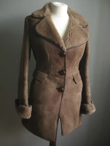 VINTAGE SHEEPSKIN SHEARLING JACKET real suede UK 4 6 girls 14 15 years boho chic - Picture 1 of 14