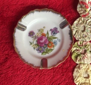 Vintage Floral and Gold Trim Individual Ashtray Limoges Style Japan Personal - Bild 1 von 3