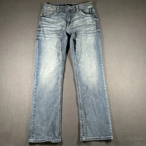 BKE Tyer Jeans Mens 32x32 Light Wash Stretch Straight Leg Blue Denim Casual - Picture 1 of 17