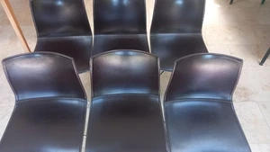 CHAIRS. SWIVEL x6 ARPER CATIFA. ITALIAN LEATHER. COLLECTION OR DELIVERY. VGC. - Picture 1 of 12