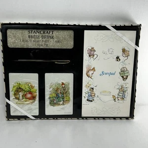 Vtg Stancraft Beatrix Potter Bridge Gift Pack 2 Decks Playing Cards Score Pad - Picture 1 of 9