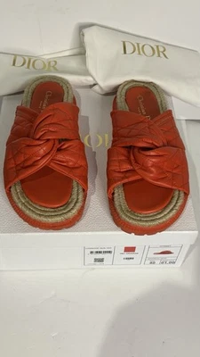 Christian Dior Dtwist Slide Naranja Cannage Piel de Cordero Cuerda Alpargata Sandalias 40- Foto 1 de 4