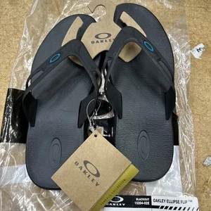 Oakley flip flop Sandals Men 7.5M Wo 9M Ellipse Shoes Black slip On thong Beach - Picture 1 of 6