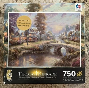 Rompecabezas Ceaco antiguo; Puesta de sol en Lamplight Lane de Thomas Kinkade; 750 piezas - Imagen 1 de 3