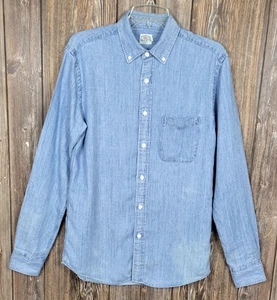 Faherty Shirt Chambray Button Down Linen Blend Blue L/S Mens XS Extra Small - Picture 1 of 15