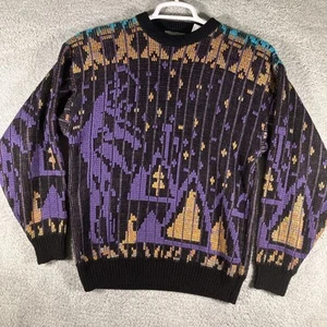 Vintage Saturdays Fair Isle Sweater Mens Medium Outdoors Embroidered Cabincore - Picture 1 of 11