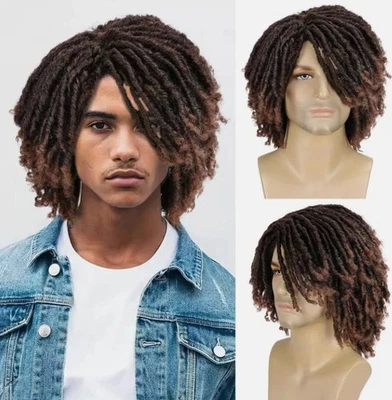 Peluca Dreadlock Ombre marrón para mujer/hombre pelucas trenzadas rizadas de 14"" Foto 1 de 4