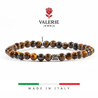 Bracciale da uomo elegante elastico OCCHIO TIGRE 6mm braccialetto tribale regalo - Immagine 1 di 4