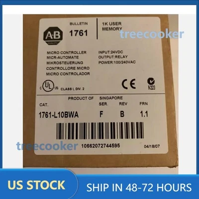 New Sealed AB 1761-L10BWA MICROLOGIX 1000 Controller 1761L10BWA US Free Tax - Image 1 of 2