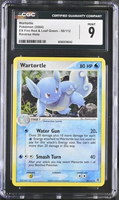 CGC 9 MINT Wartortle EX Fire Red & Leaf Green 50/112 Reverse Holo Pokemon Card - Image 1 of 2