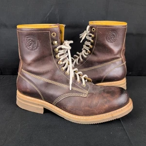 Diesel Boots Mens 44 Brown Leather Lace Up Chucky Sole Y2K Grunge US 10.5 - Picture 1 of 15