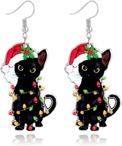 Weihnachts Ohrringe für Damen süßer Lebkuchenmann Elfe schwarze Katze  - Bild 1 von 5