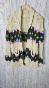 Vintage 1970s Acrylic Wrap Women’s Knit Cardigan Sweater Groovy Unique Boho - Picture 1 of 9