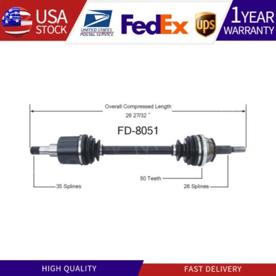 Para 1991-2003 Ford Taurus Mercury Sable com AX4S Trans. Metade do eixo dianteiro direito CV - Imagem 1 de 3