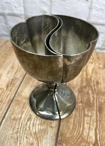 Hordon Silver Plated Wedding Cup Split Heart Shaped Wedding Chalice Goblet - Picture 1 of 13