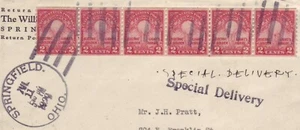 656 EDISON COIL STRIP of 6 w LINE PAIR - 1929 SPECIAL DELIVERY AD Cover A GEM !! - Picture 1 of 3