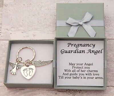 Mum-to-be Pregnancy Guardian Angel Wing Keyring -- Baby Shower Gift + Box  • 4.99£