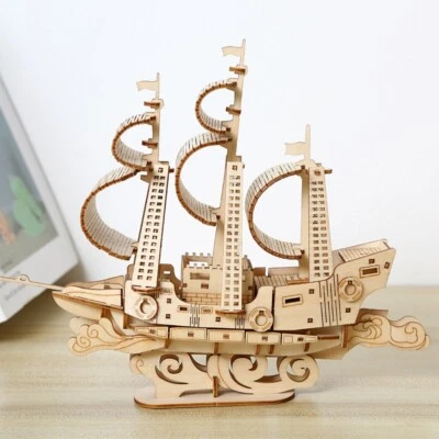 DIY Wooden Puzzle for Adult Ocean Sailing Model Building Toys Xmas Gift Kids - Image 1 of 4