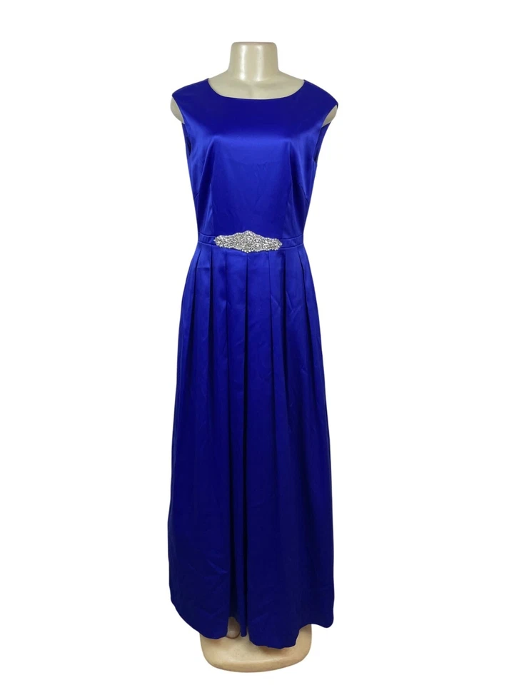 Тахари винтажный стиль Royal синий без рукавов вечернее платье украшенный талии размер 6 - Изображение 1 из 4