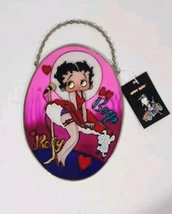 Vintage Betty Boop Stained Glass Wall Hanging Home Decor Scarce - Picture 1 of 8