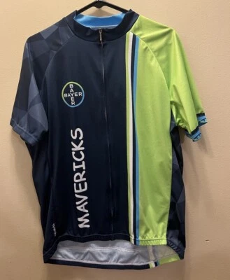 Camiseta deportiva de ciclismo Primal para hombre XL marca Bayer Mavericks azul verde cremallera completa Foto 1 de 4
