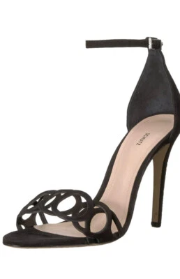 New $190 Schutz Sthefany Black Suede Open Toe Heels Sandals Ankle Strap Size 7.5 - Image 1 of 4