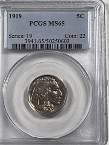 1919 Buffalo Nickel : PCGS MS65 - Picture 1 of 4
