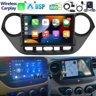 NHOPEEW Autoradio DAB+ CarPlay Android 15 GPS NAVI FM per Hyundai i10 II IA/BA 2013-2019