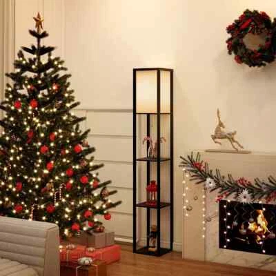 Puluomis Lampada da Terra Dimmerabile 3 Temperature Di Colore con 3 Scaffale E27 - Immagine 1 di 4