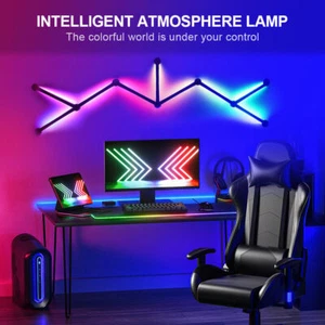 9 PCS RGB Wall Splicing Lights Smart Control APP Dimmable DIY Gaming Light Bars - Picture 1 of 20