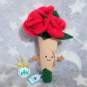 JELLYCAT ROSE BOUQUET NEW Plush Toy Red Flower Holiday Valentine Gift for Her - Picture 1 of 9